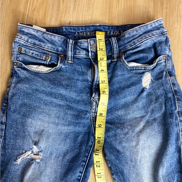 ❤️🤩American Eagle Super Skinny High Rise Flex Distressed Medium Faded Jeans - Picture 6 of 8
